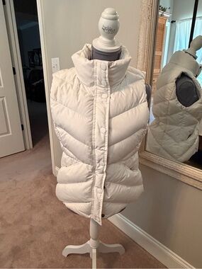 J. Crew Ivory Quilted Puffer Vest